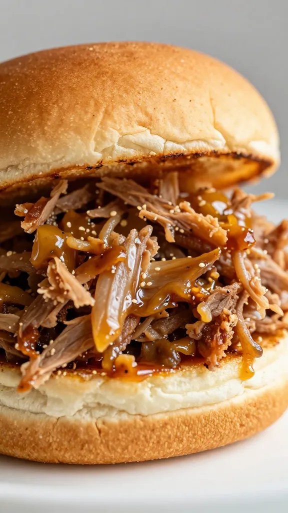 Carolina vinegar pulled pork slider, single bite detail