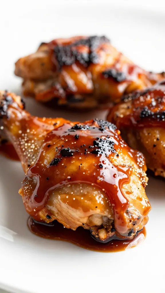 grilled chicken thigh glazed with bbq sauce, macro