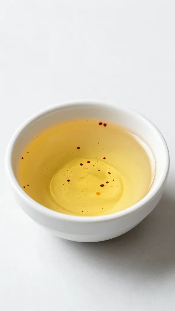 small bowl of vinegar mop sauce with red pepper flakes