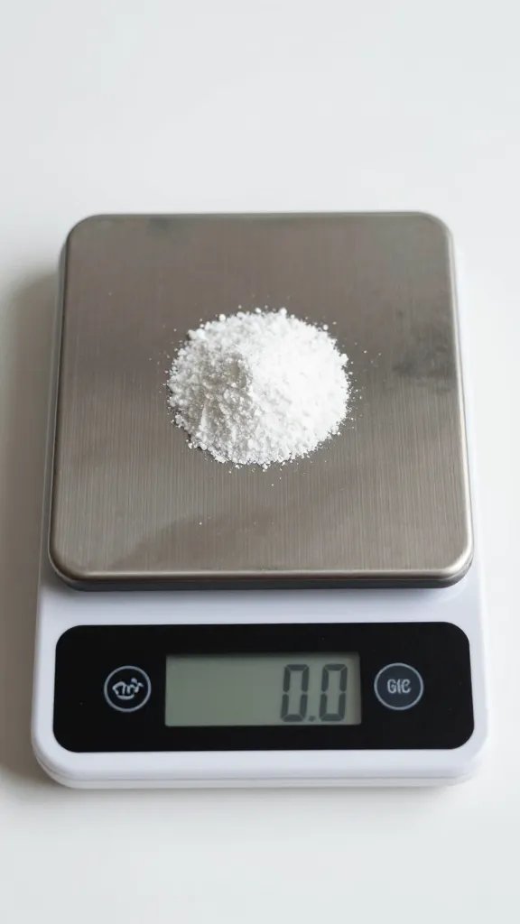 Digital kitchen scale weighing 1 ounce of rub