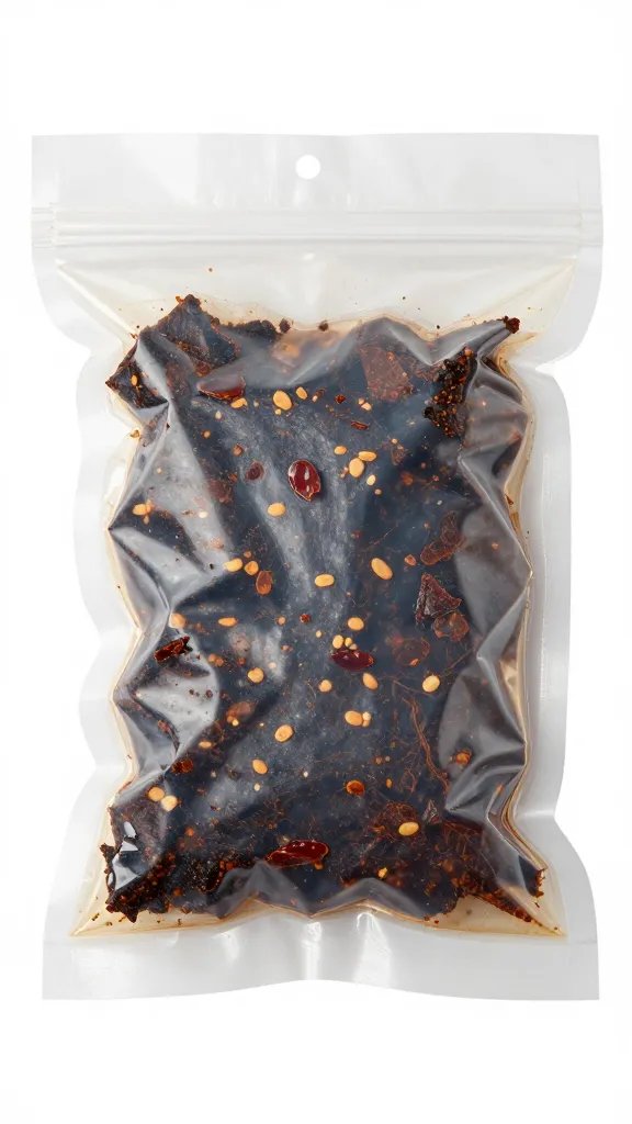 Vacuum-sealed bag of dry rub, labeled for 50 guests