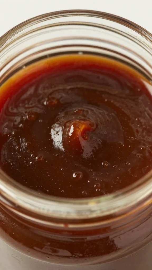 closeup of mason jar barbecue sauce with brushed rim