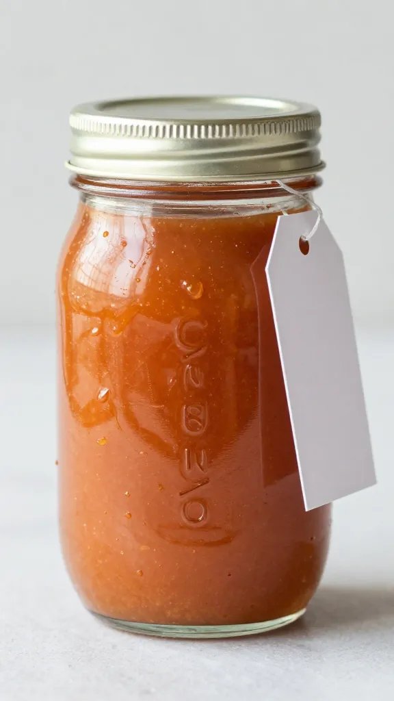 single mason jar of Carolina vinegar sauce with tag