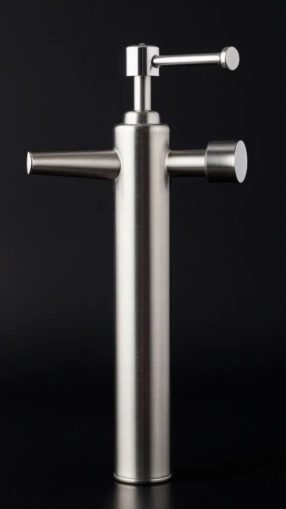 brushed metal pump dispenser of spicy habanero BBQ