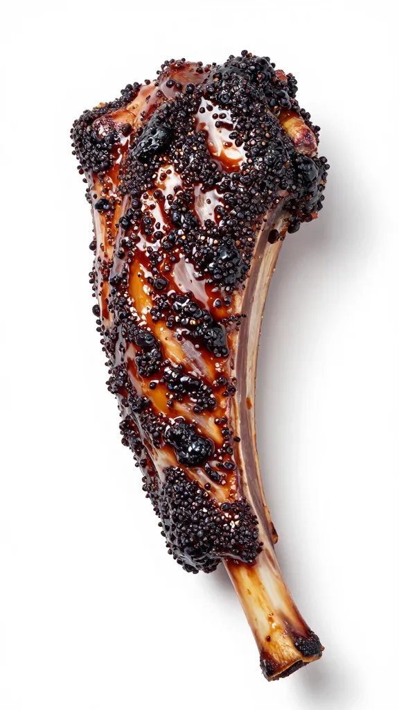 Single rack rib tip with sticky blueberry chipotle sheen