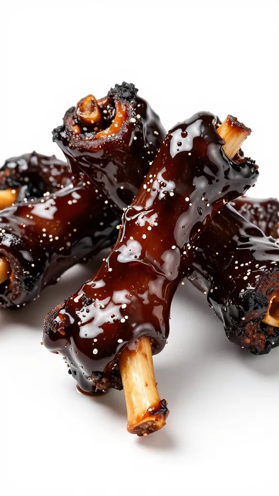 Burnt ends coated in shiny stout molasses glaze