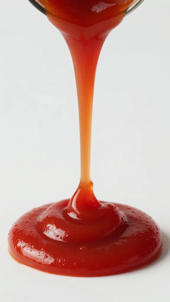 ketchup swirl merging into cherry cola reduction