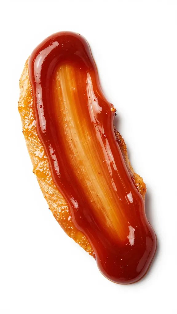 Single brushed-on barbecue sauce stroke on chicken skin