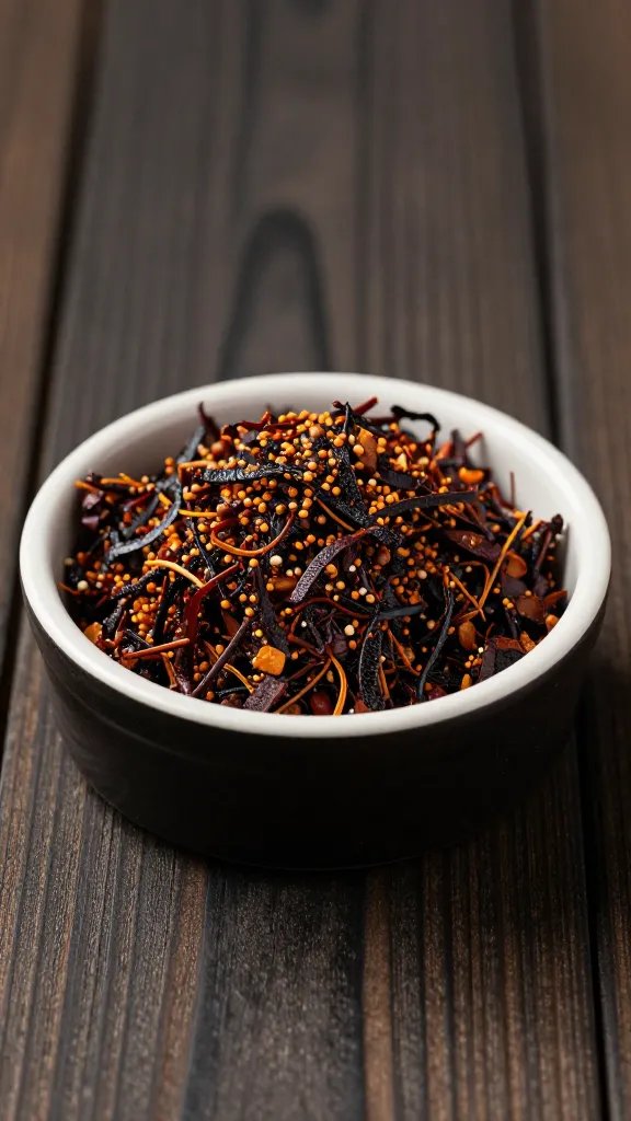 small bowl of smoky dry rub on dark wood