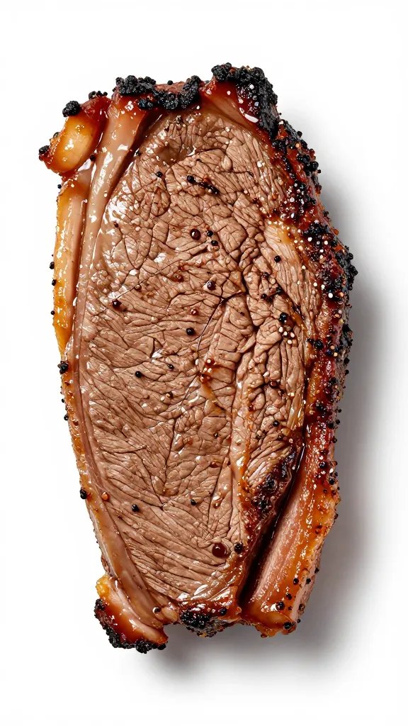 Single brisket slice brushed with beef tallow