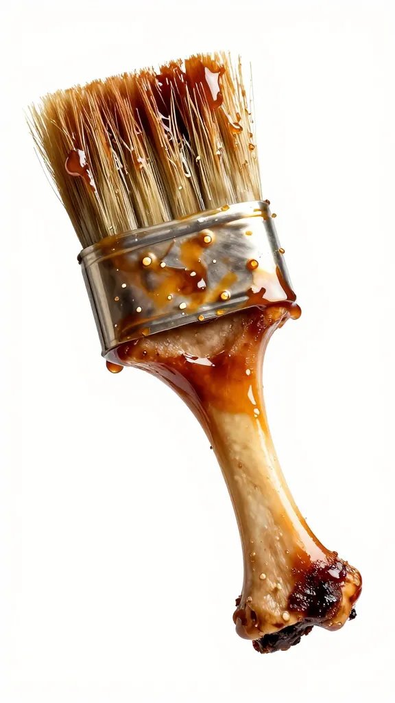 Brushed-on rib glaze pooling on one bone