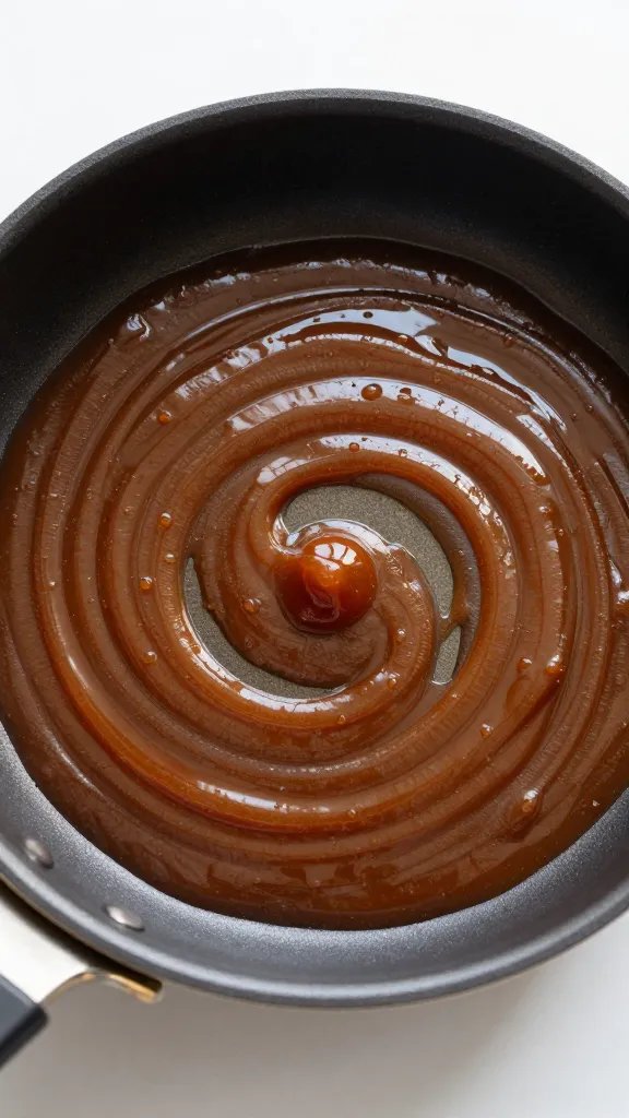 Sauce pan with glossy rib glaze reduction