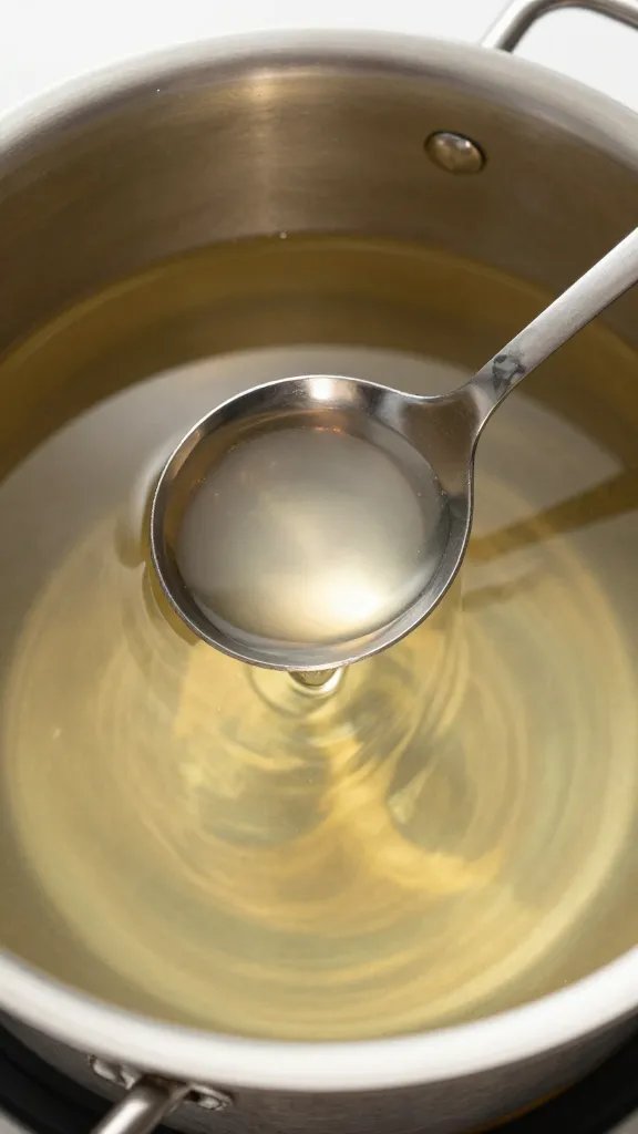 Tablespoon of apple cider vinegar above pot