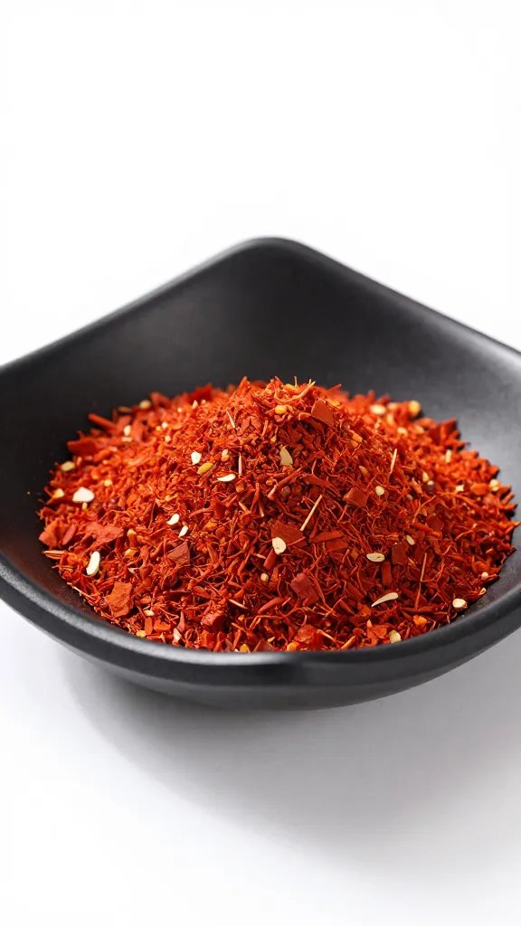 single smoked paprika mound on black ceramic dish