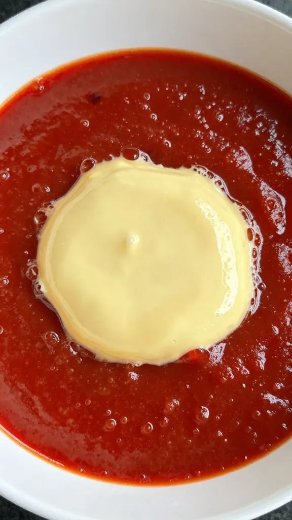 pat of unsalted butter melting into red sauce