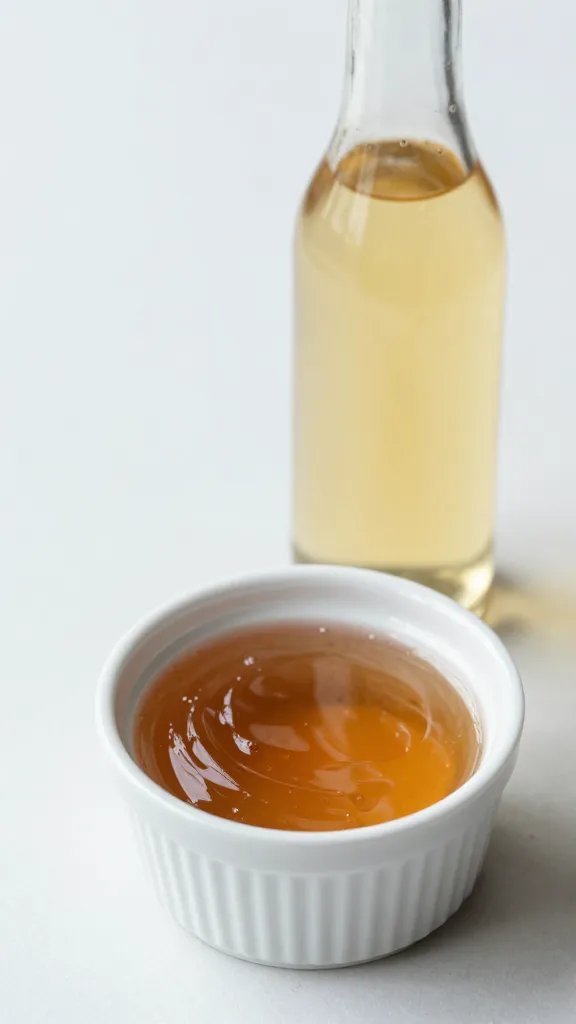 small ramekin of apple cider vinegar beside sauce