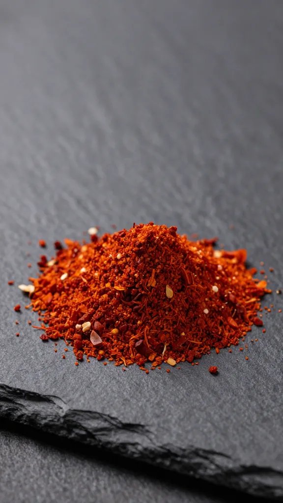 single smoked paprika mound on black slate