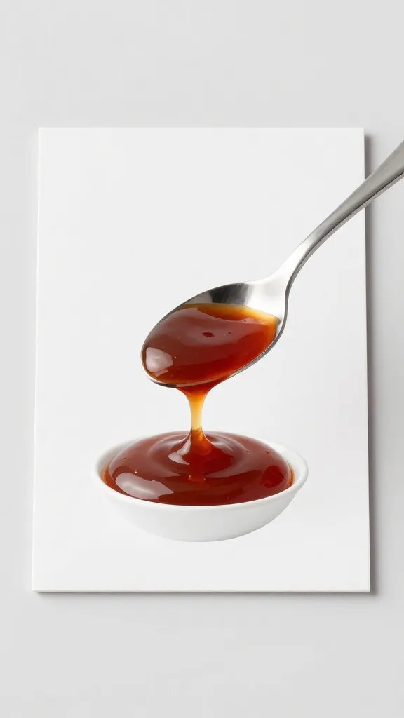 tasting spoon with sauce over white tasting card