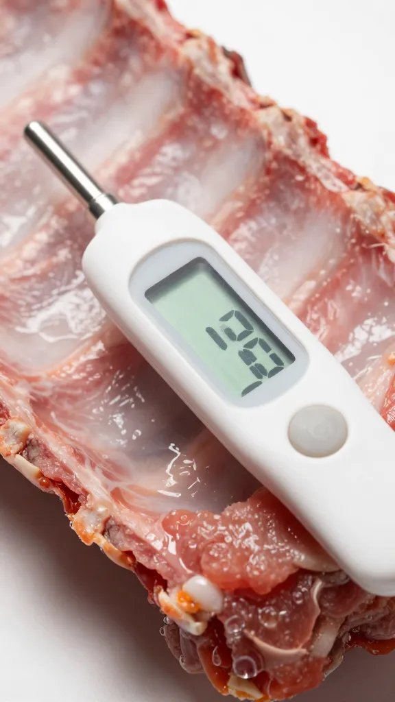 digital thermometer probing thick rib section