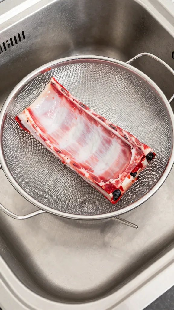 colander draining rib rack over stainless sink