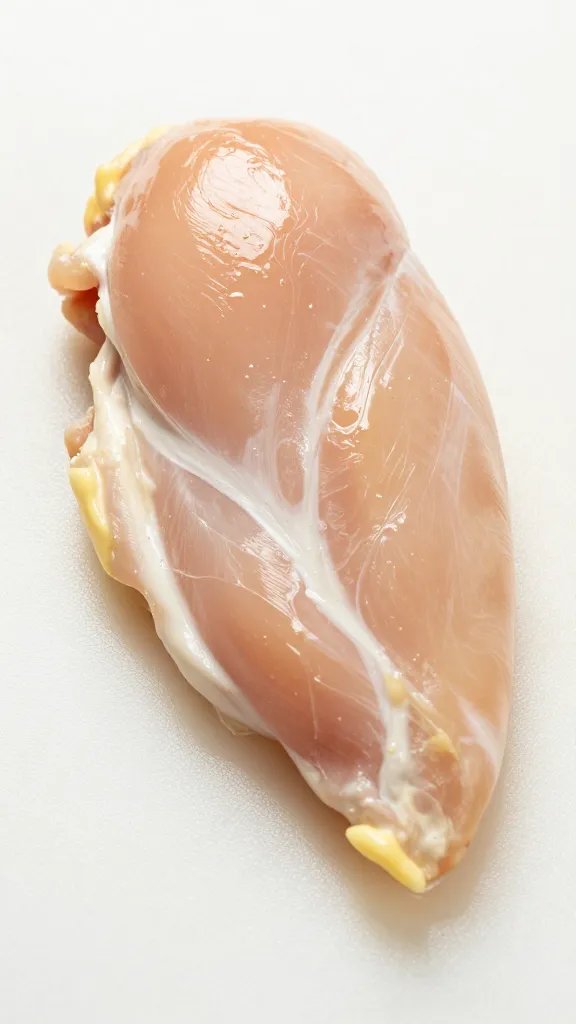closeup of butterflied chicken breast on white cutting board