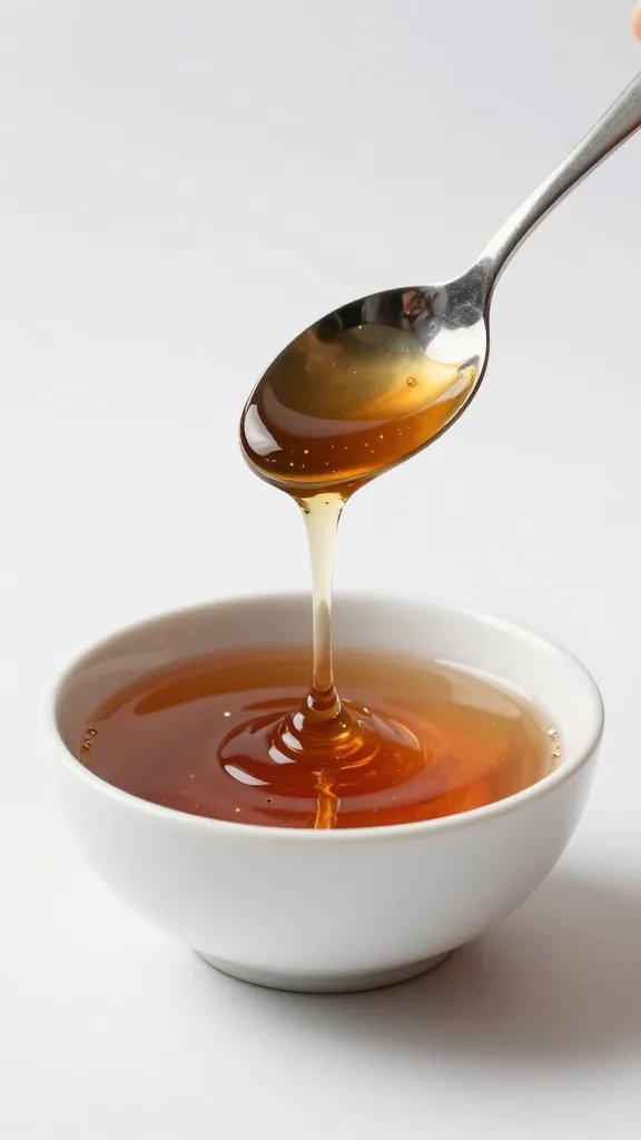 spoonful of molasses above bowl, controlled studio light