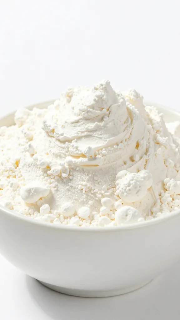 white bowl of cornstarch mound, studio closeup