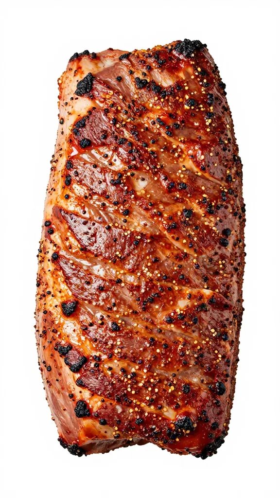 single pork shoulder with diluted rub, tight crop