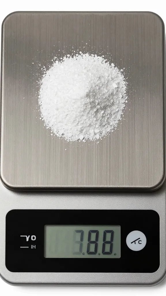 digital kitchen scale weighing rub, top-down closeup