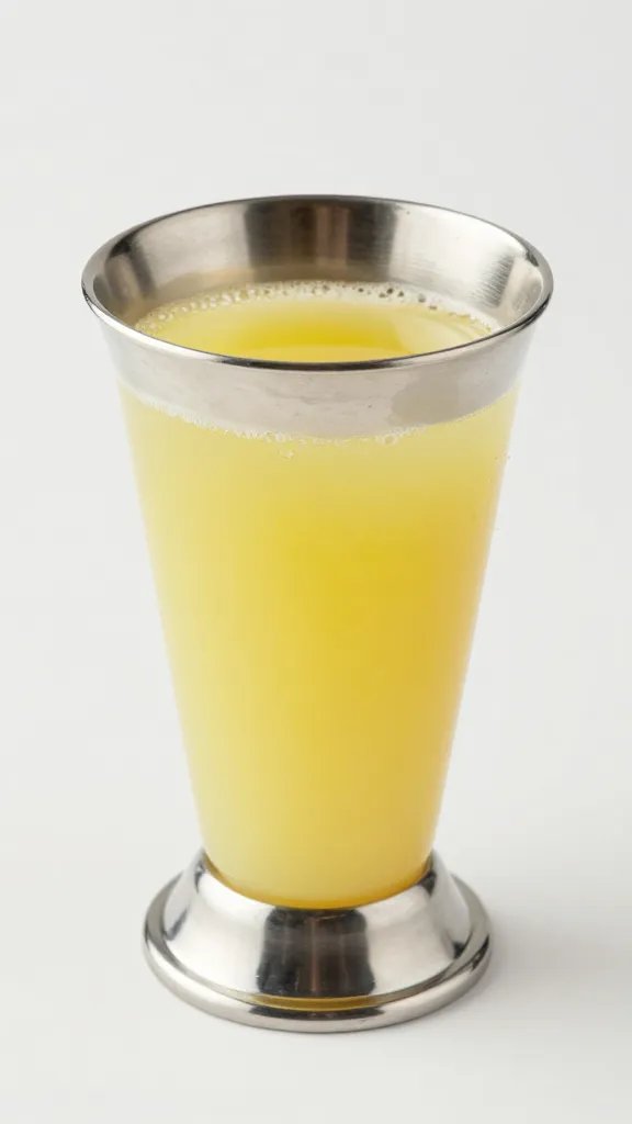 stainless jigger measuring fresh lemon juice