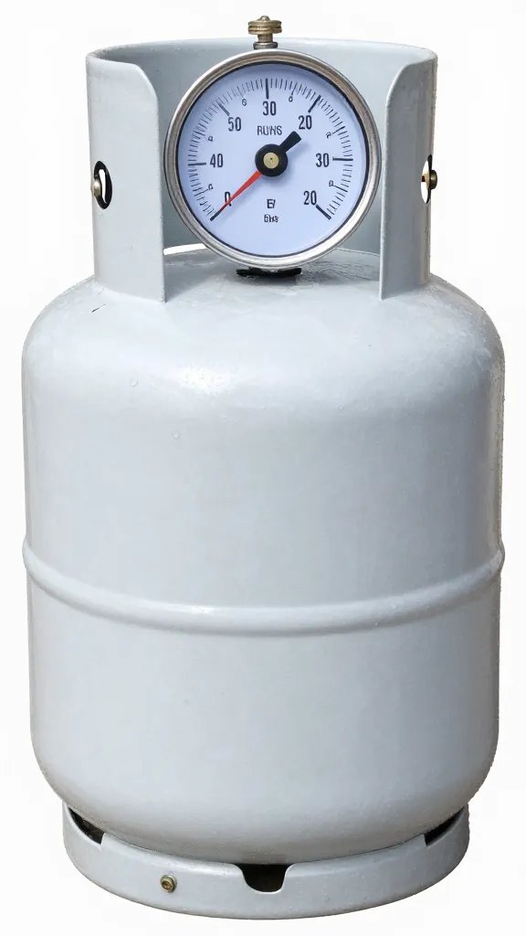 single propane tank scale gauge reading half-full