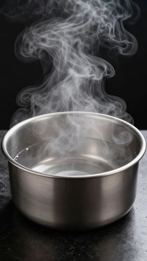 single water pan with light steam inside smoker