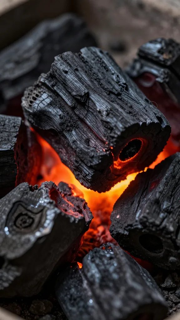 closeup chimney starter packed with glowing charcoal briquettes