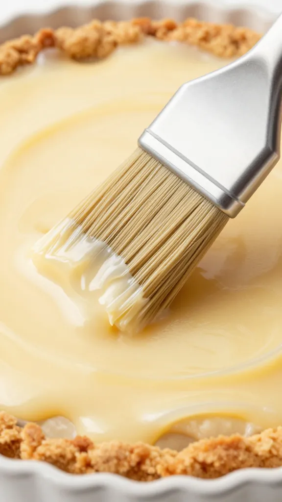 brushed butter glaze on cobbler crust, macro shot