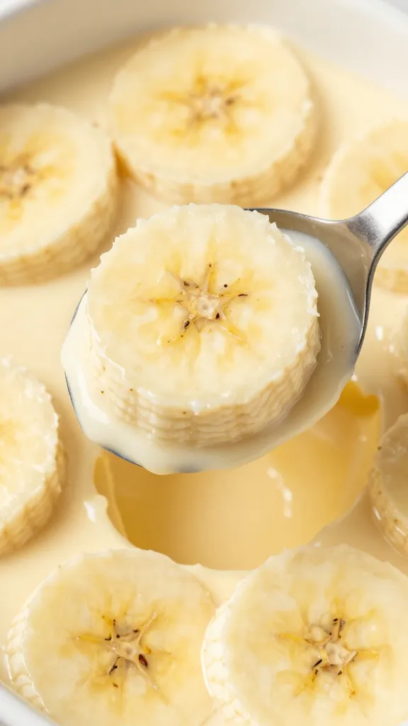 closeup of #8 disher scoop filled with banana pudding