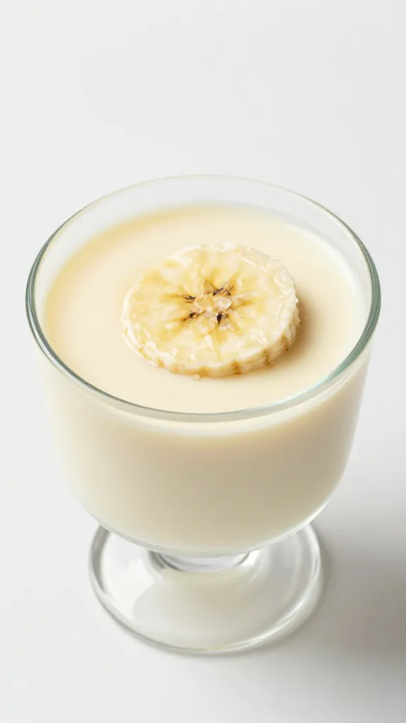 single 8-ounce dessert cup of banana pudding, top view