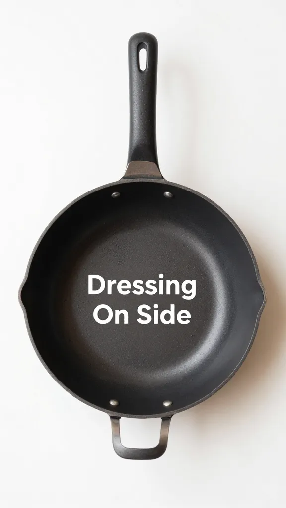 One hotel pan labeled “Dressing On Side,” top-down