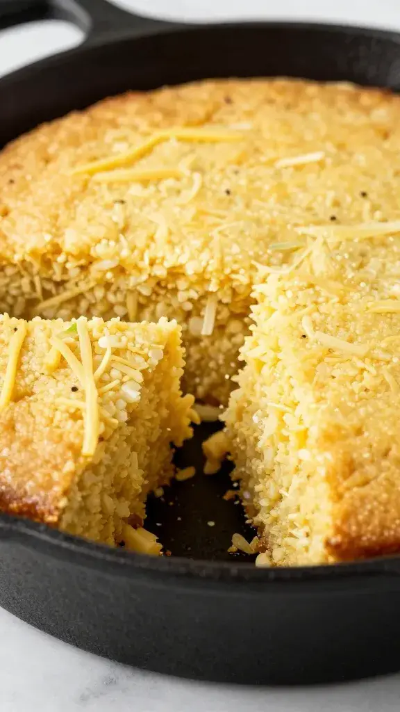 cast-iron skillet cornbread, sliced wedge closeup