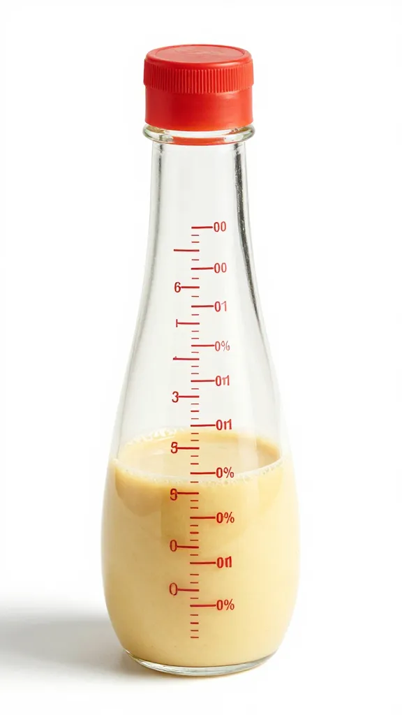 Measuring cup of Italian dressing, 10% held back