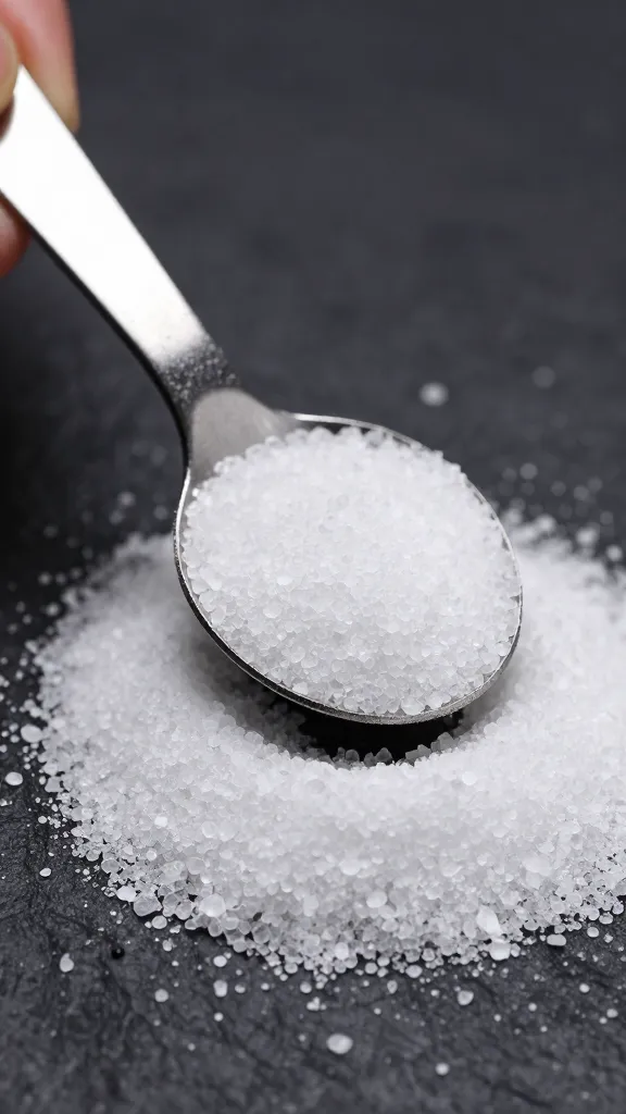 Measuring spoon leveling kosher salt for rub