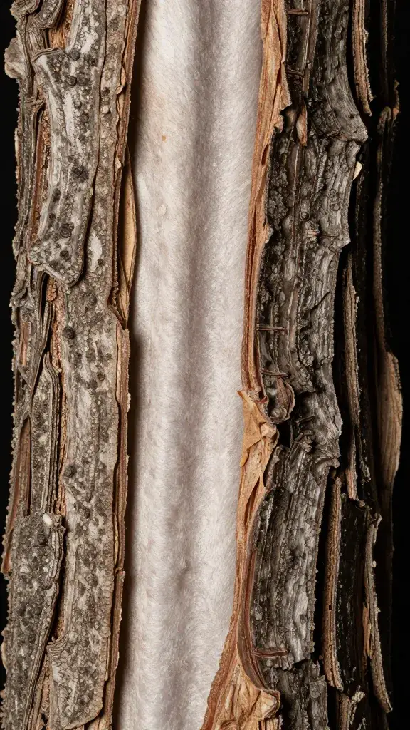 Rib bark texture under studio light, extreme closeup