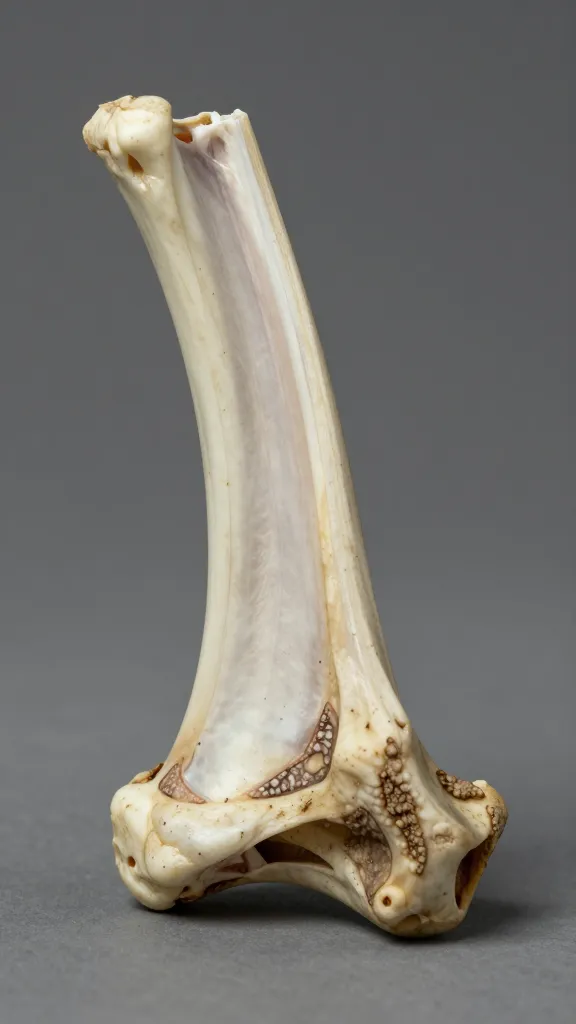 Single rib bone with perfect bite mark, macro