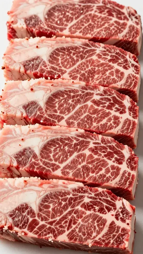 Closeup of perfectly rested ribeye sliced across grain
