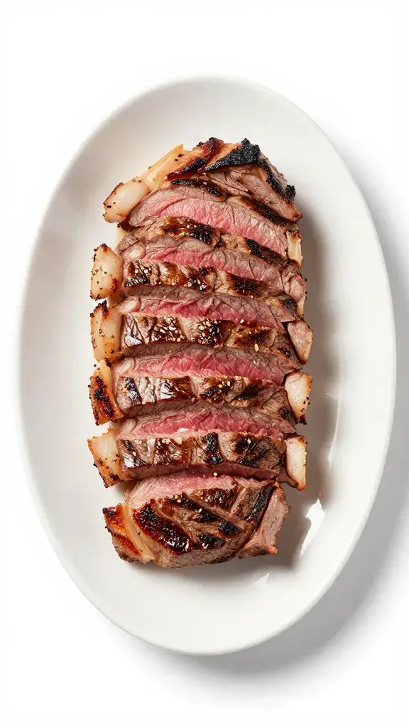Single plated portion, 6 ounces sliced steak