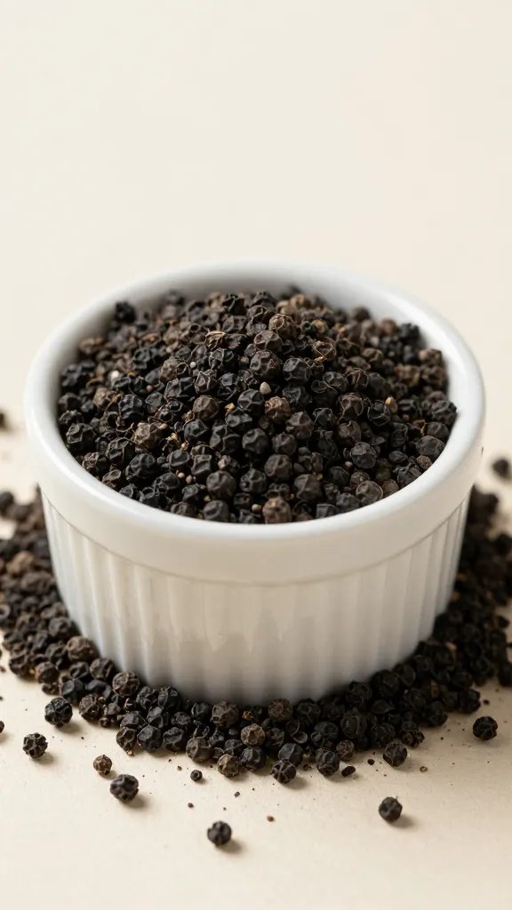 small cup of coarse black pepper dry rub