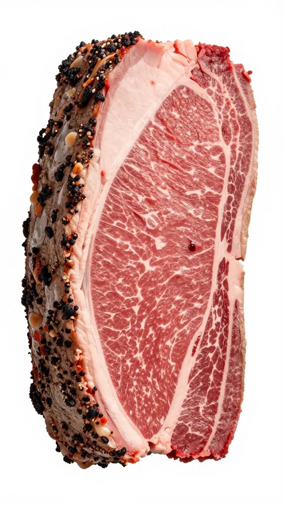sliced brisket end showing bark and smoke ring