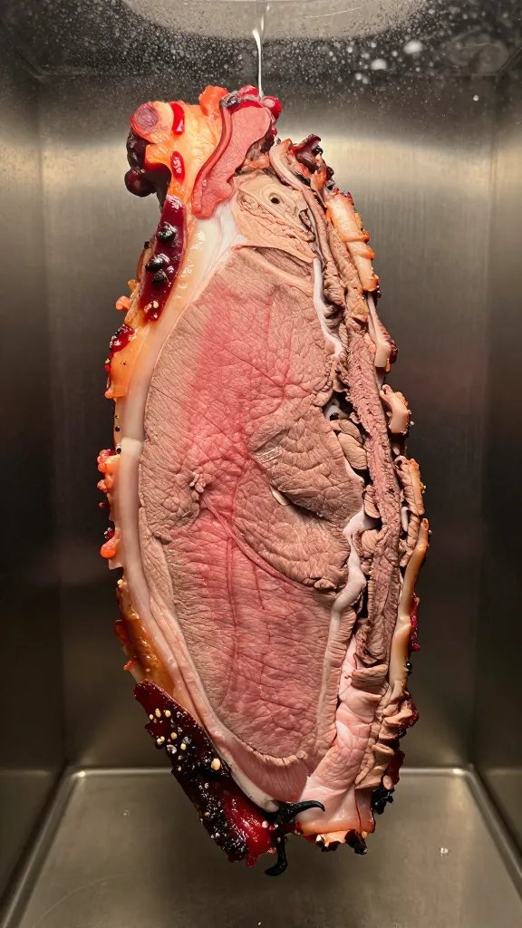 single hotel pan of sliced brisket in humid cabinet