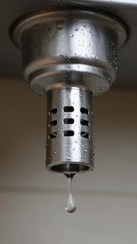 cooler drain spout with condensation droplets