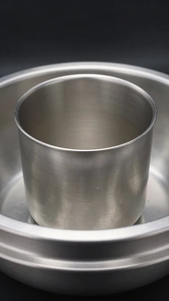 stainless ladle resting on punch bowl rim