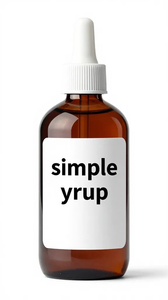 labeled syrup bottle “simple syrup” with pour spout
